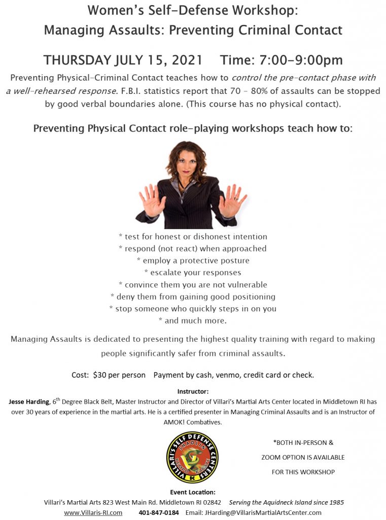 Managing Assaults Workshop JULY 15 2021 villaris-ri.com presented by Jesse Harding