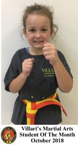 Karma Student of Month OCT 2018 Villari's Martial Arts