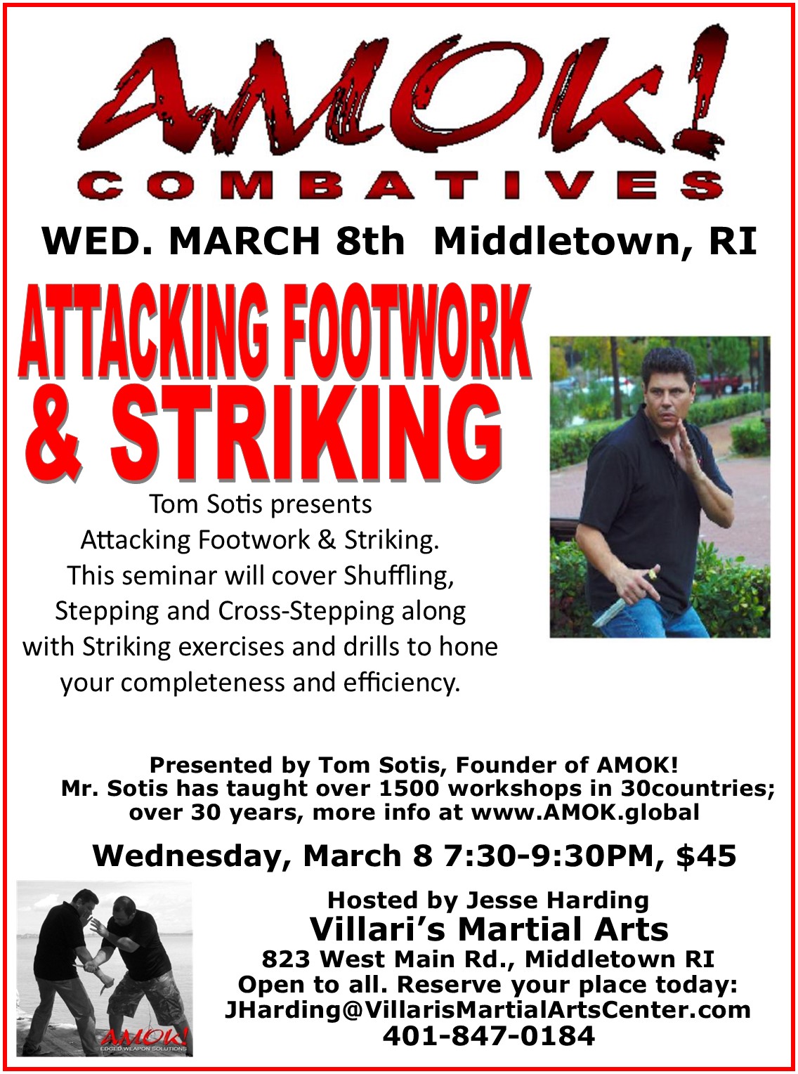Attacking Footwork & Striking AMOK Workshoop Tom Sotis WED MAR 8 2023 Jesse Harding Villaris-ri.com