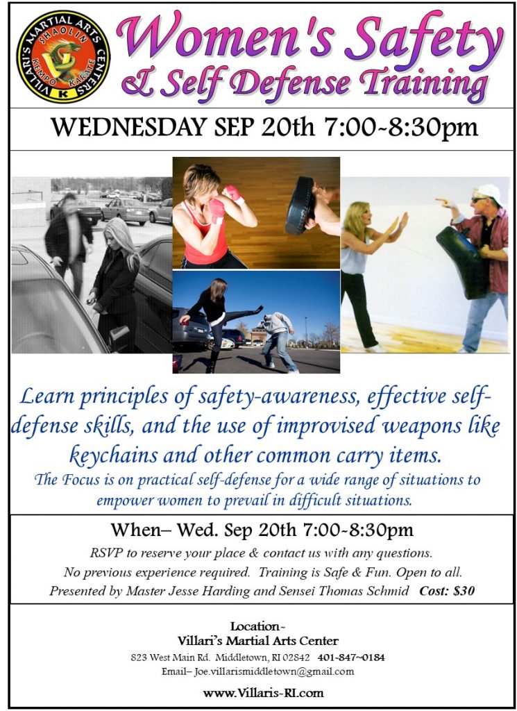 Women Self Defense Workshop Sep 20 2023 7 to 830 villaris-ri.com Jesse Harding