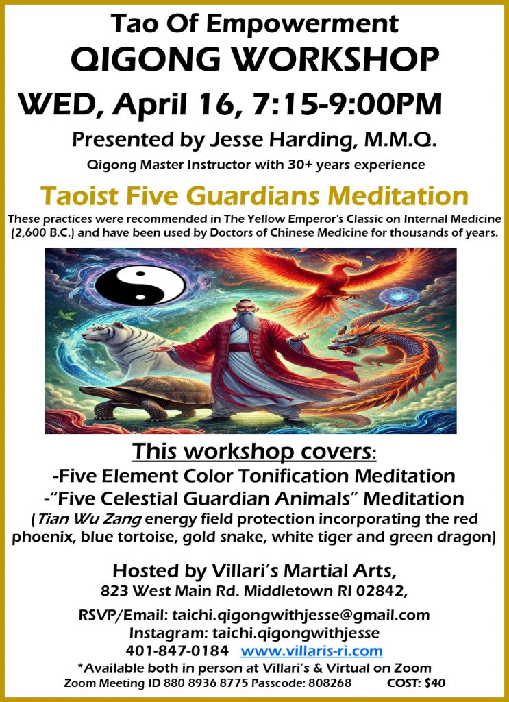 Qigong Five Guardians WED APril 16 2025 www.villaris-ri.com Jesse Harding