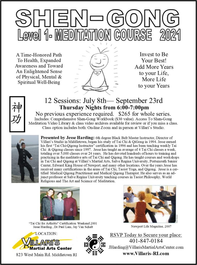 SHEN GONG Meditation Level 1 Course Summer 2021 July 8 to Sep 23 Thur 6to7 Jesse Harding