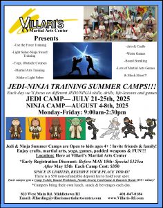 JEDI NINJA Summer Camps July Aug 2025 villaris-ri.com